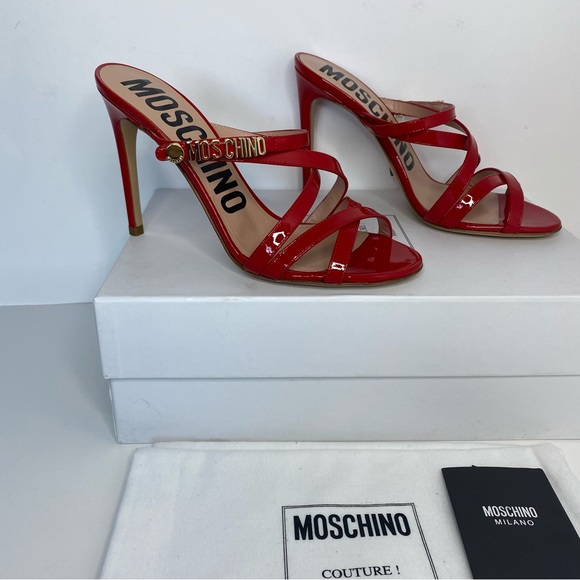 Moschino Red Logo Sandals - Picture 2 of 11